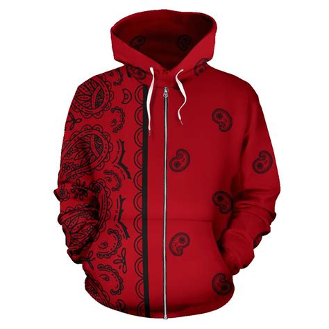 red and black bandana hoodie.